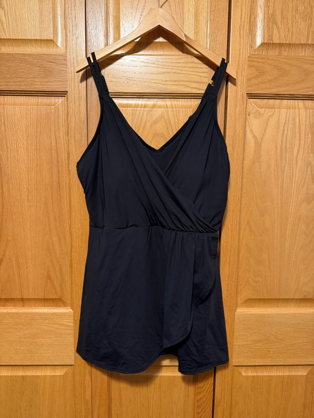 Lands' End Black Ruched Swim one piece size 2X 20w-22w New no tags